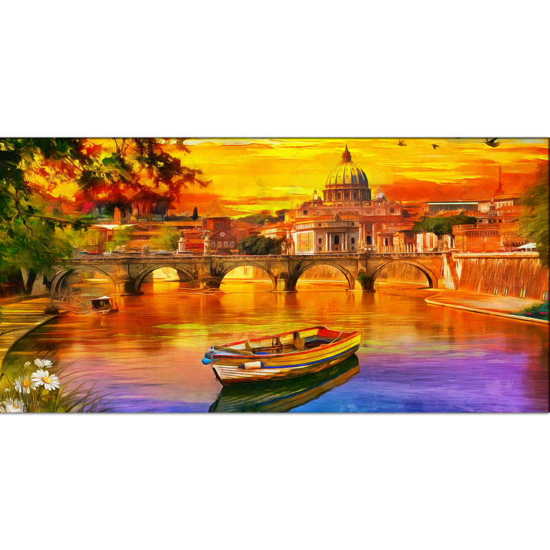 Abstract Lake Scenery Canvas Wall Painting