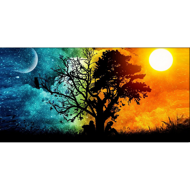 Day & Night Tree Scenery Canvas Wall Painting