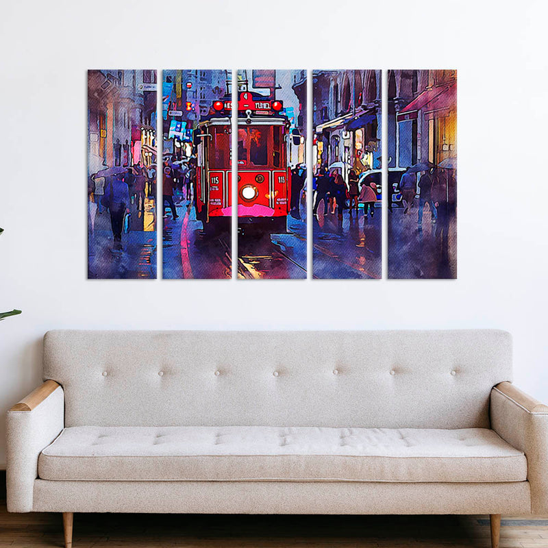 France View Canvas Wall Painting - With 5 Panel