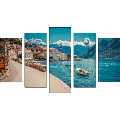 Boats in Sunny Day Canvas Wall Painting- With 5 Frames