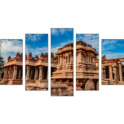 Hampi Stone Temple Canvas Wall Painting- With 5 Frames