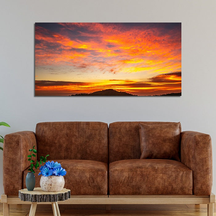 Golden View In Sunset Canvas Wall Painting