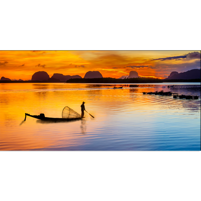Boat Sunrise Canvas Wall Painting