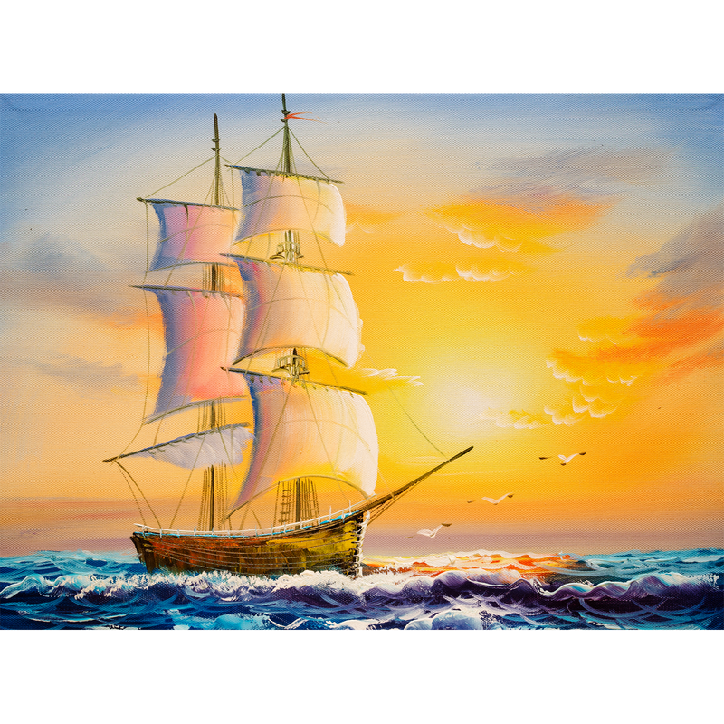 Boat at Sunset Digitally Printed Wallpaper