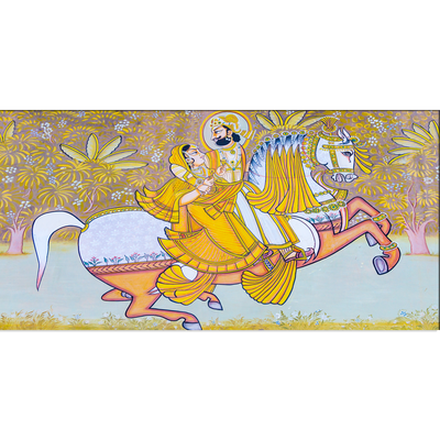 King and Queen Riding Horse Canvas Wall Painting