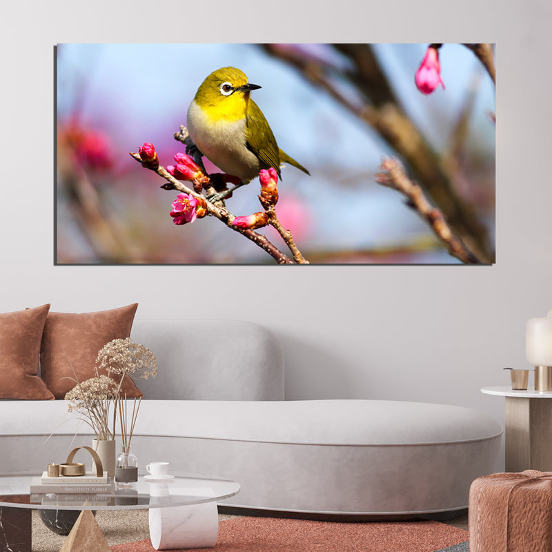 Bird On Sakura Tree Canvas Wall Painting