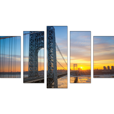Golden Gate Bridge During Sunset Canvas Wall Painting- With 5 Frames