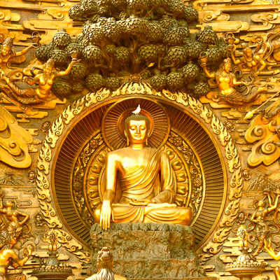 Golden Buddha Digitally Printed Wallpaper