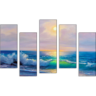 Attractive Sea Canvas Panel Wall Painting - With 5 Frames