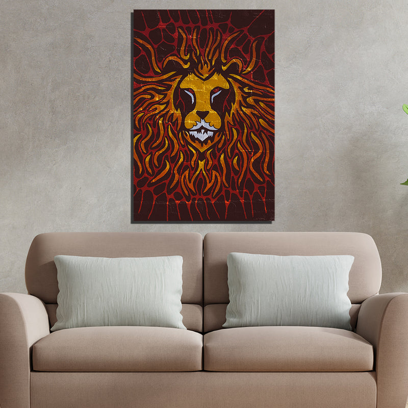 Abstract Print Lion On Canvas Wall Painting