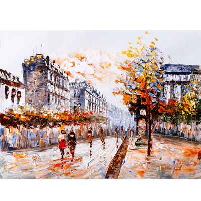 Market With Street Digitally Printed Wallpaper