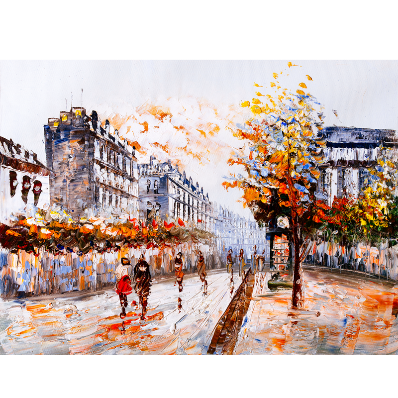 Market With Street Digitally Printed Wallpaper