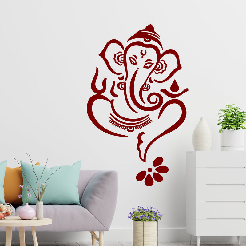Lord Ganesha Wall Sticker for Home in Brown Color