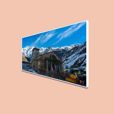 Kedarnath Temple Canvas Floating Frame Wall Painting