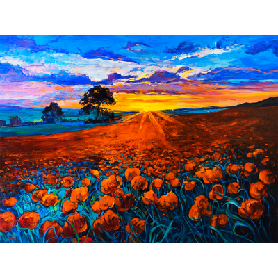 Flower Red Rose Digitally Printed Wallpaper