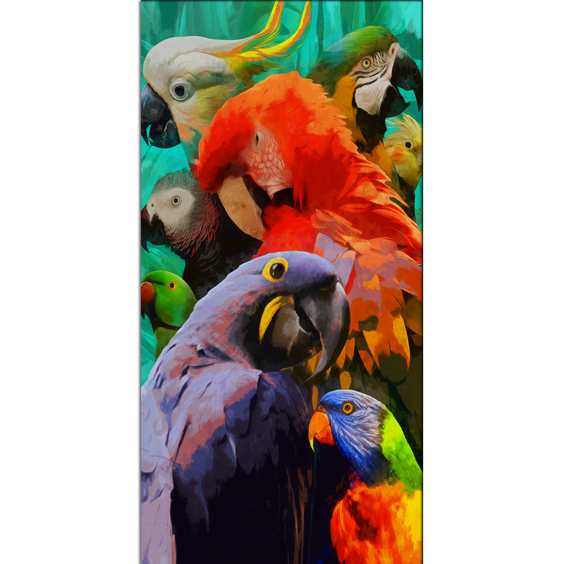 Colorful Artistic Parrots Canvas Wall Painting