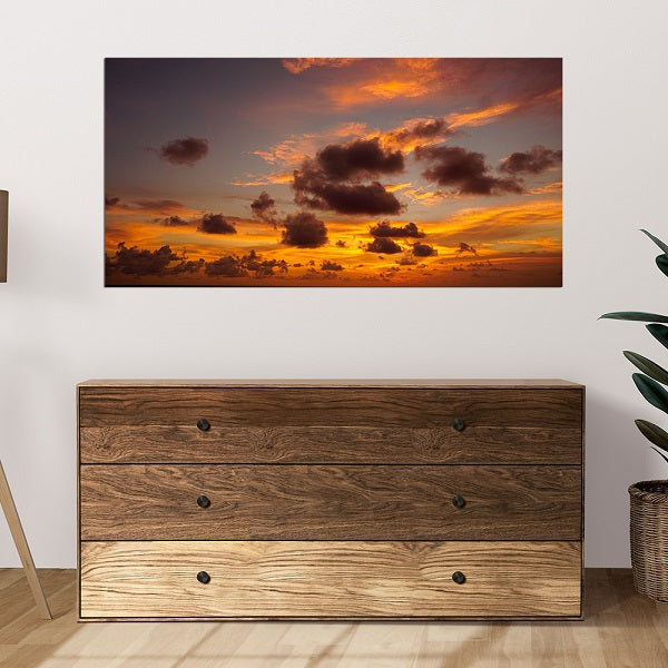 Clouds In Sunset View Print On Canvas Wall Painting