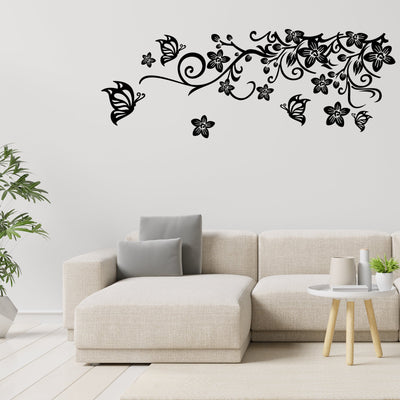 Floral Design and Butterflies Premium Quality Wall Sticker