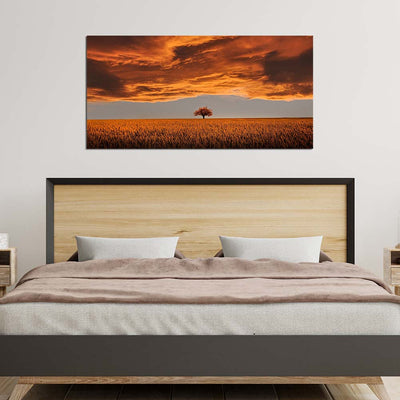Beautiful Red Field And Sky Print On Canvas Wall Painting