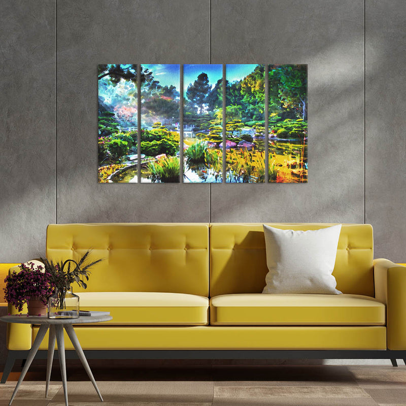Mountain Canvas Wall Painting - With 5 Panel