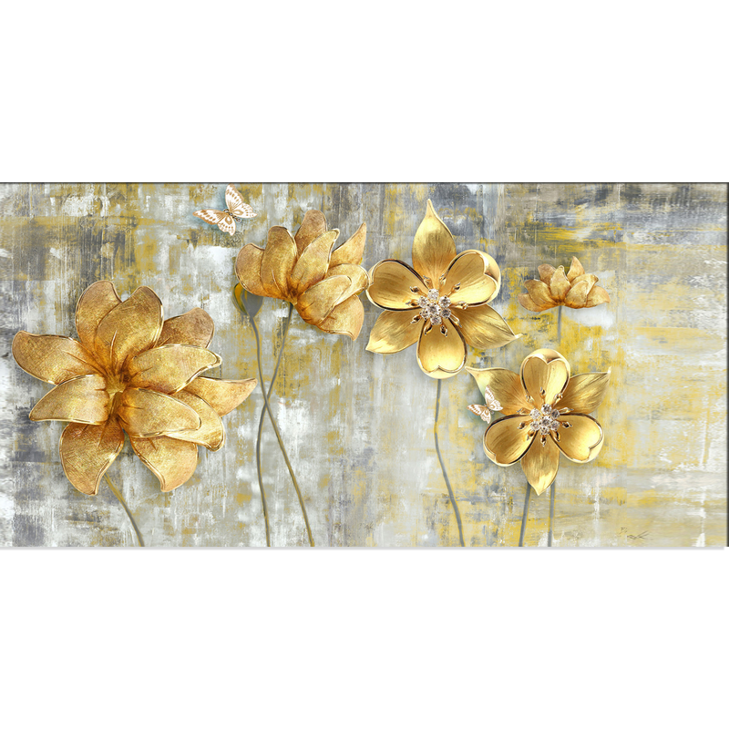 Golden Flower Canvas Wall Painting