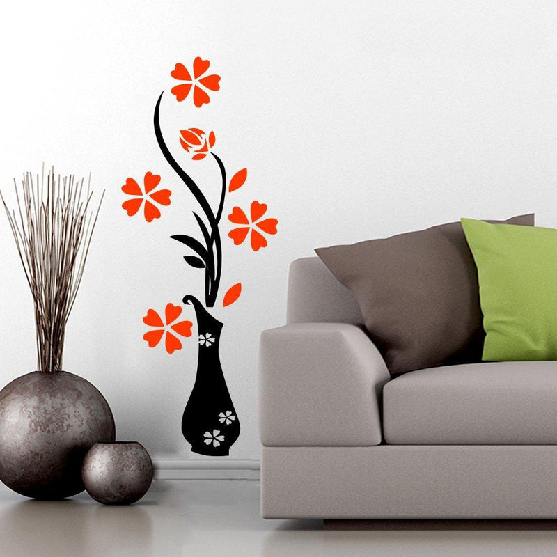 Multicolour Flower Pot Wall Sticker And Wall Decal