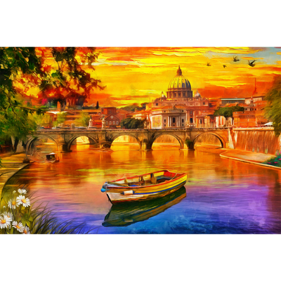 Abstract Lake Scenery Digitally Printed Wallpaper