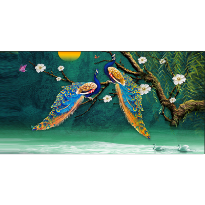 Beautiful Pair of Peacock Canvas Wall Painting