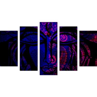 Lord Shiva Mandala Canvas Wall Painting- With 5 Frames