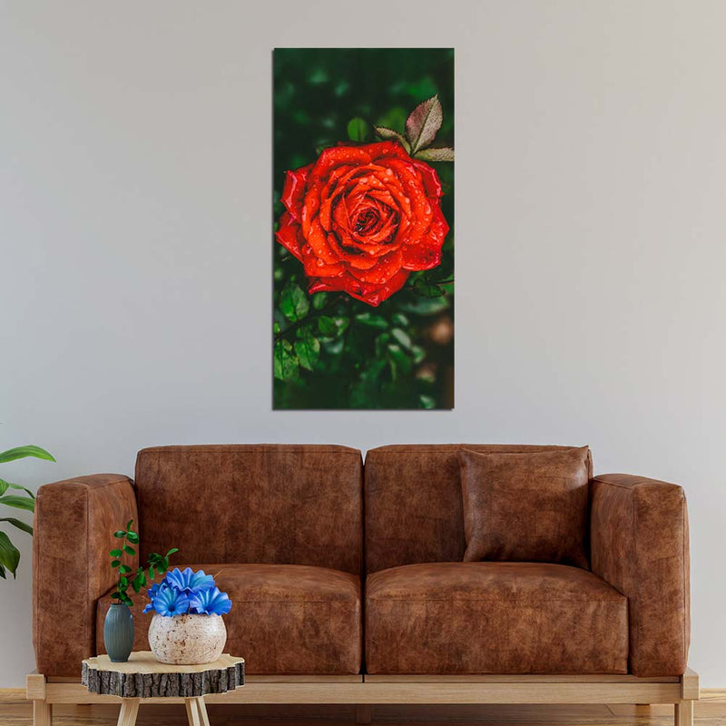 Beautiful Red Rose Print On Canvas Wall Painting
