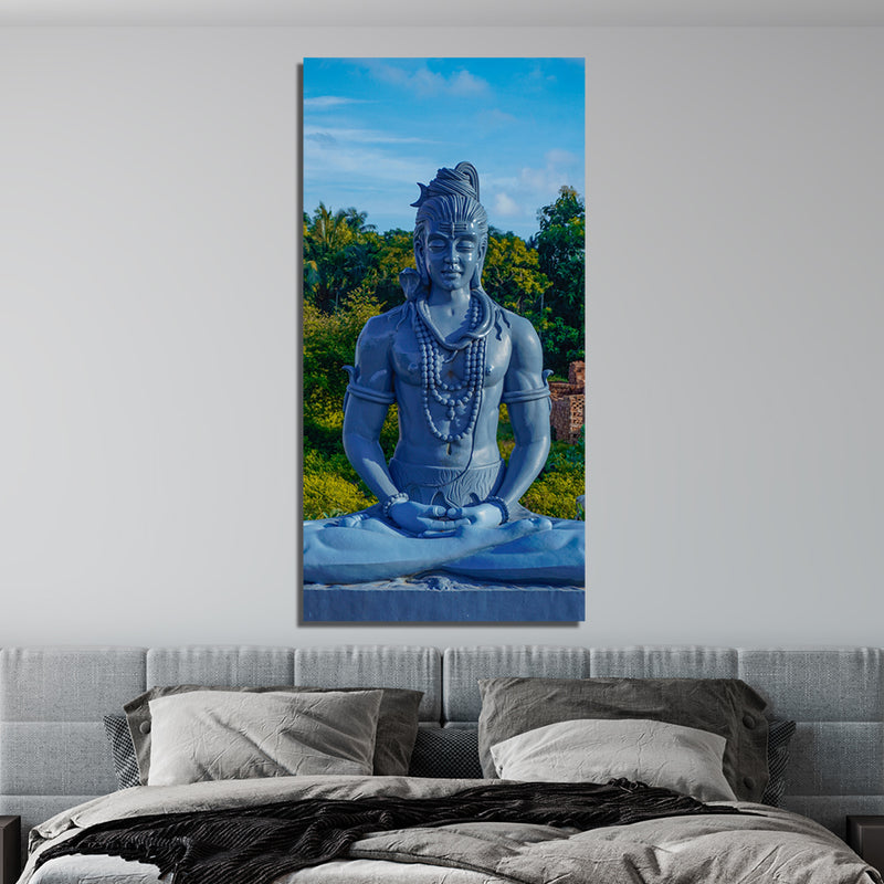 Lord Shiva Statue Print On Canvas Wall Painting