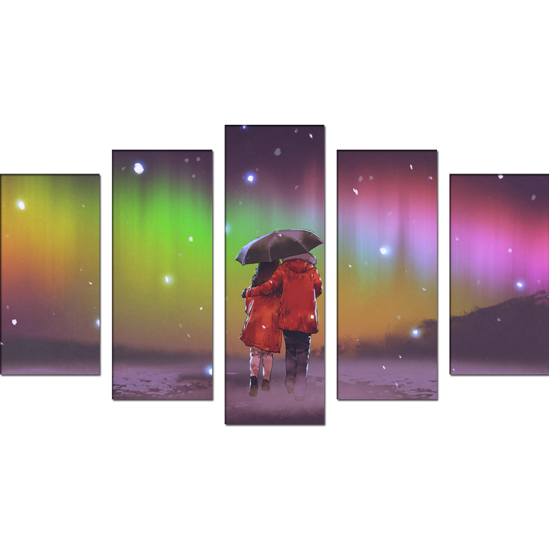 Couple Abstract Canvas Wall Painting- With 5 Frames