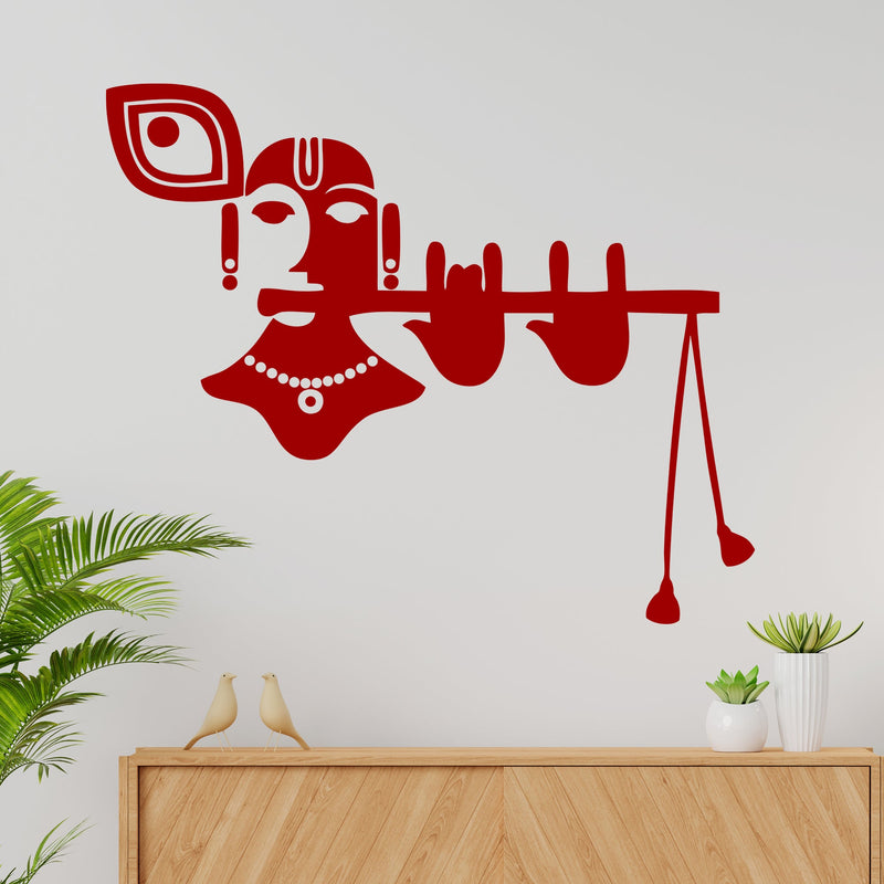 Lord Krishna with Flute High Quality Wall Sticker