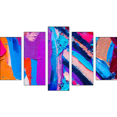 Colourful Abstract Canvas Panel Wall Painting - With 5 Frames