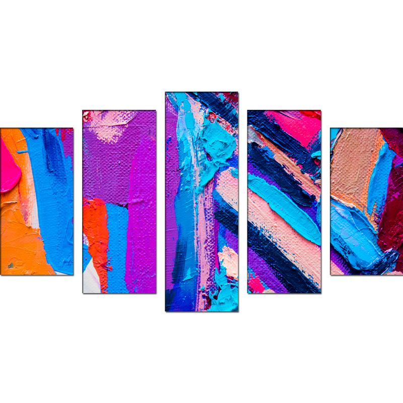 Colourful Abstract Canvas Panel Wall Painting - With 5 Frames