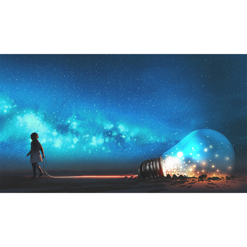 Boy Pulled The Big Bulb Digitally Printed Wallpaper