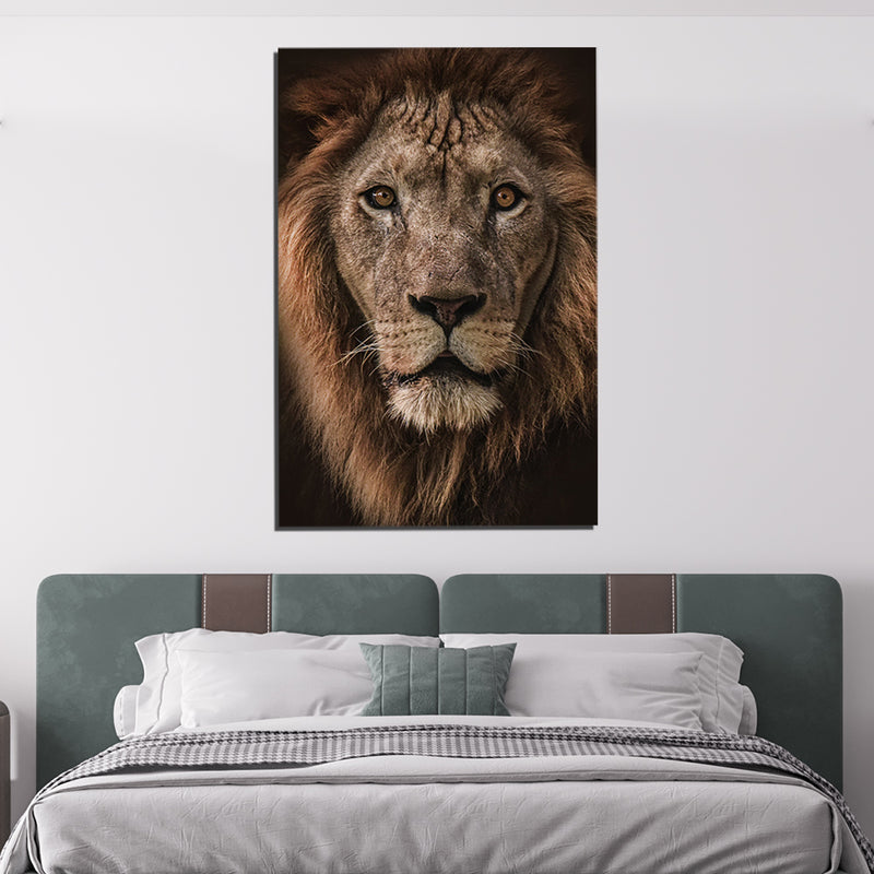 Lion Face Print On Canvas Wall Painting