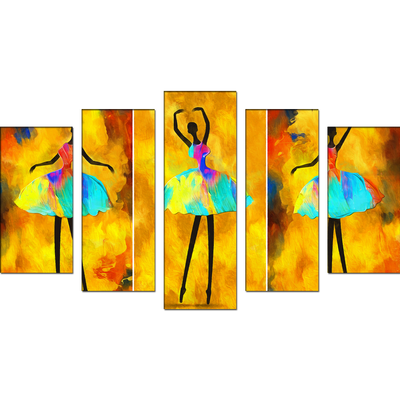 Dancing Doll Painting Canvas Wall Painting- With 5 Frames
