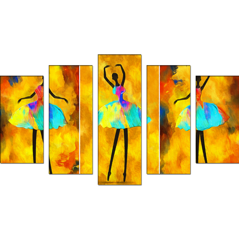 Dancing Doll Painting Canvas Wall Painting- With 5 Frames
