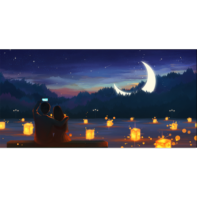 Couple Night scenery Canvas Wall Painting