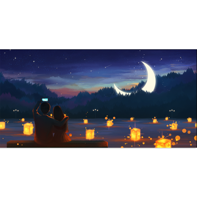 Couple Night scenery Canvas Wall Painting
