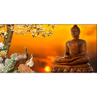 Buddha With Birds Canvas Wall Painting