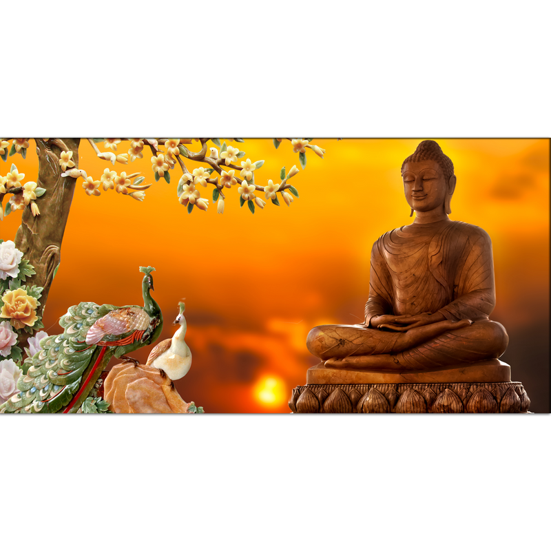 Buddha With Birds Canvas Wall Painting