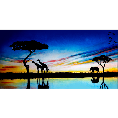 Elephants & Giraffes Oil painting Canvas Wall Painting