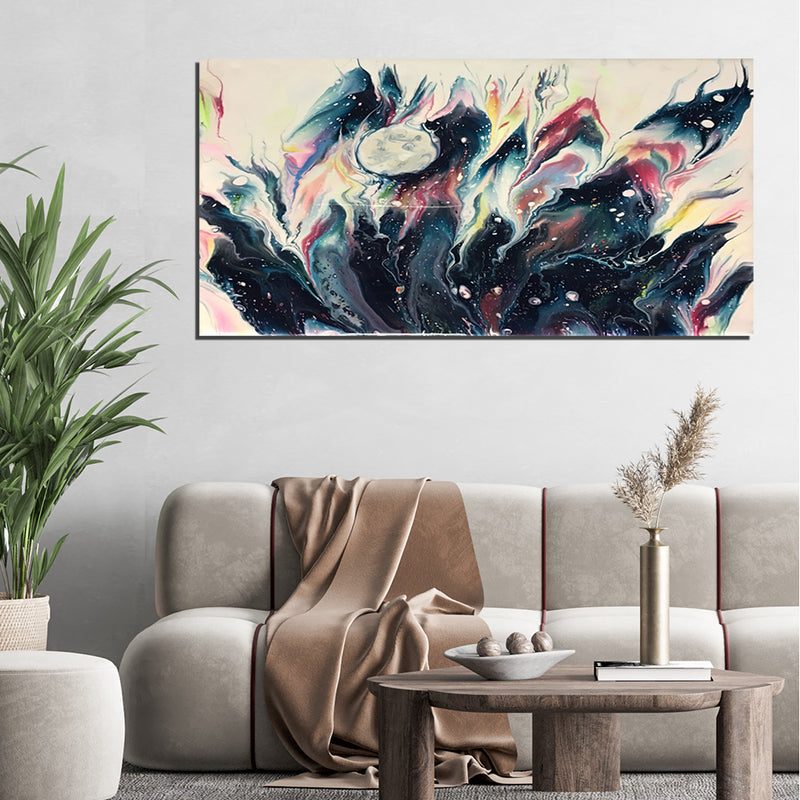 Black And White Fluid Abstract Canvas Wall Painting