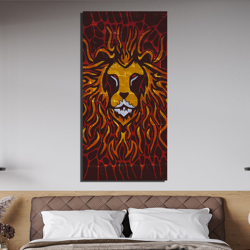 Abstract Print Lion On  Canvas Wall Painting