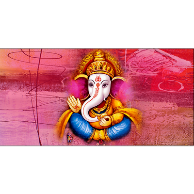 Lord Ganesha With Red Background Canvas Wall Painting