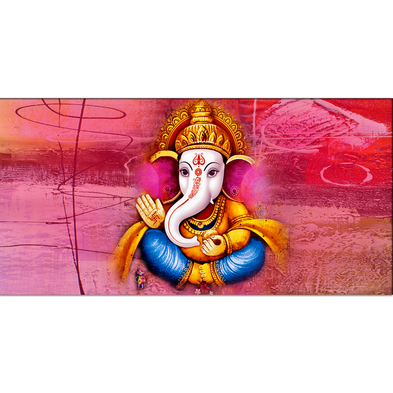 Lord Ganesha With Red Background Canvas Wall Painting