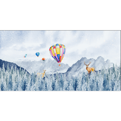 Hot Air Balloon And Deer Canvas Wall Painting