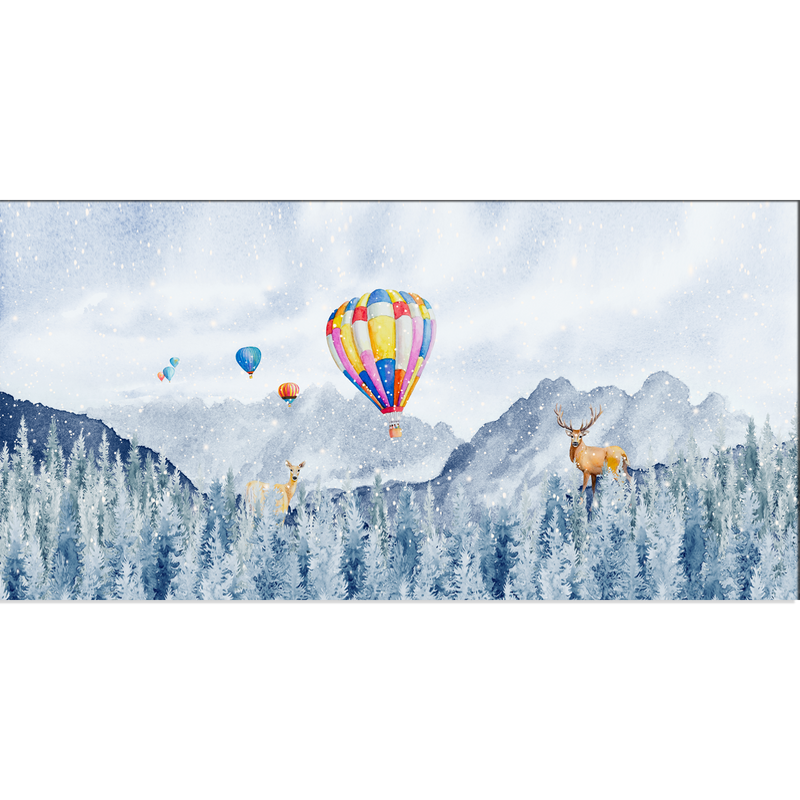 Hot Air Balloon And Deer Canvas Wall Painting
